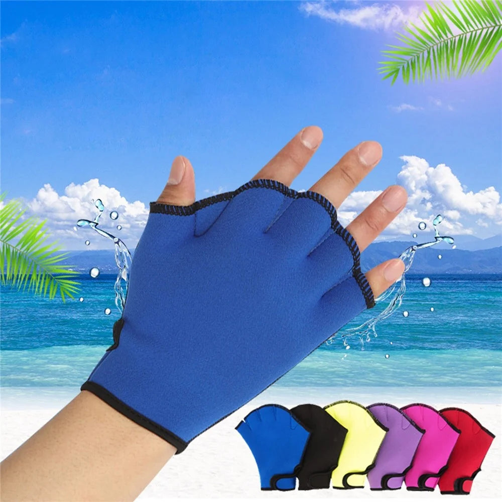 Webbed Swimming Gloves Swimming Diving Training Paddles Water Resistance Hand Paddles - Black/L - 3