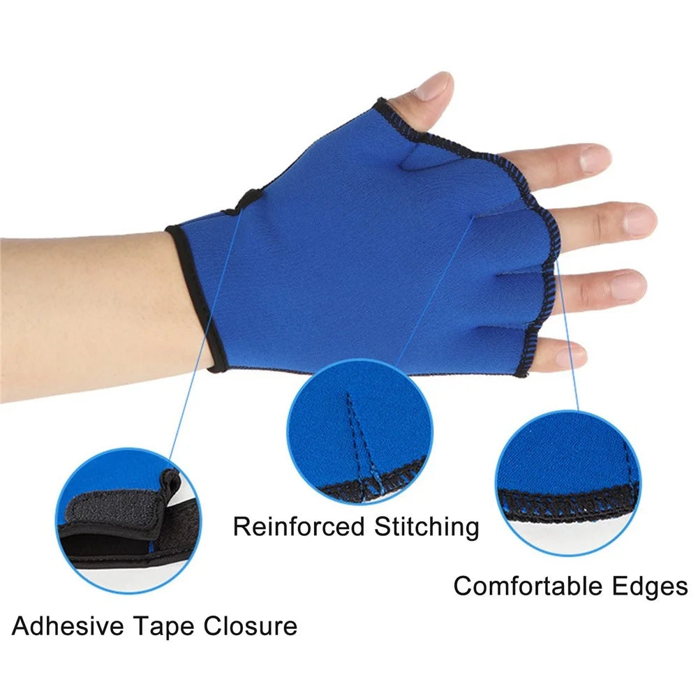 Webbed Swimming Gloves Swimming Diving Training Paddles Water Resistance Hand Paddles - Black/L - 4