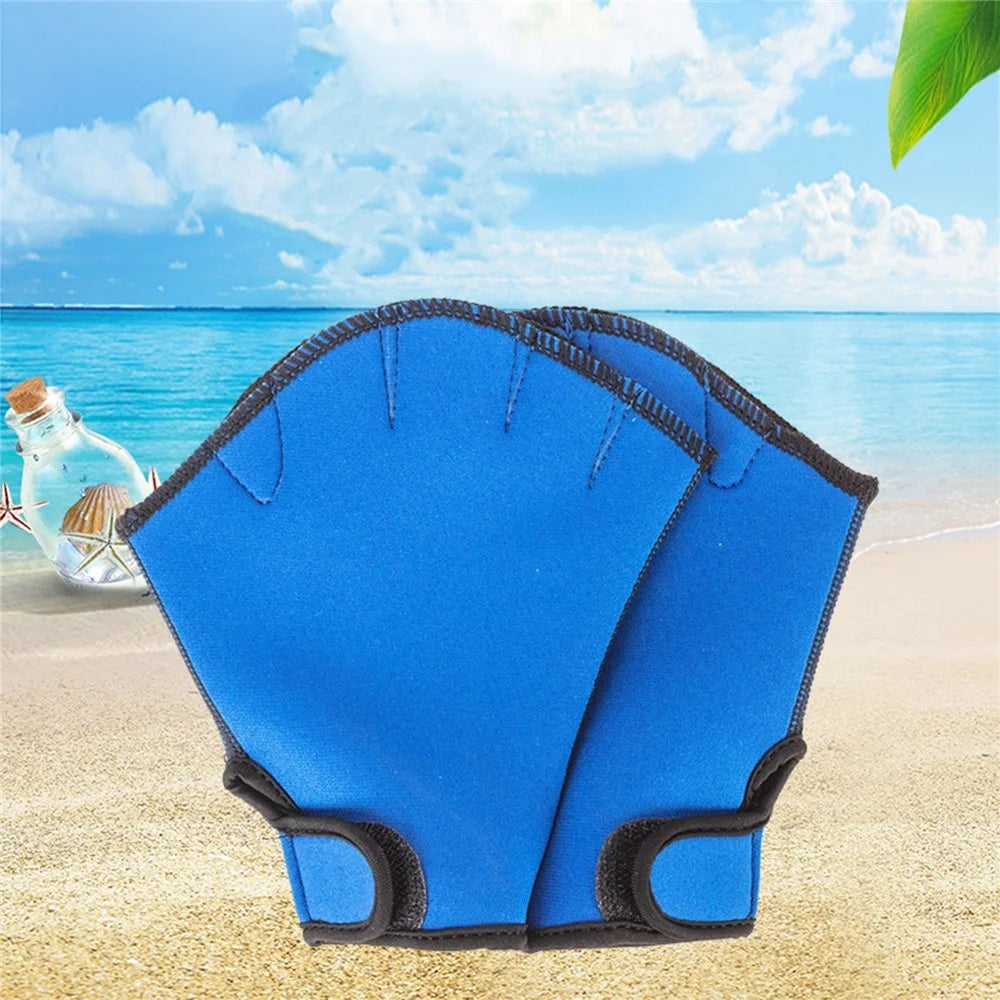 Webbed Swimming Gloves Swimming Diving Training Paddles Water Resistance Hand Paddles - Black/L - 5