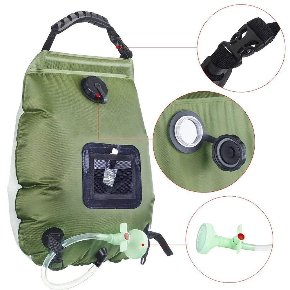 For Outdoor Camping 20L Large Capacity Portable Shower Bath Sunshine Heat Water Bag - Black - 4