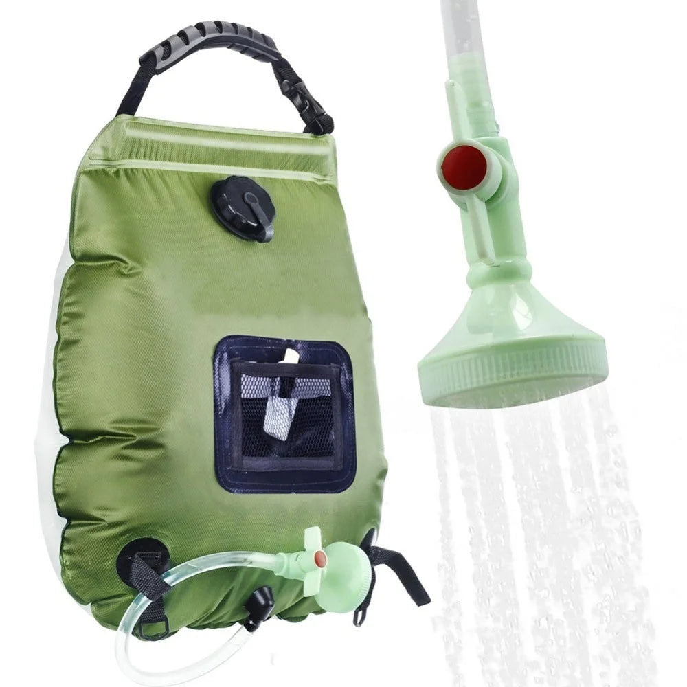 For Outdoor Camping 20L Large Capacity Portable Shower Bath Sunshine Heat Water Bag - Black - 7