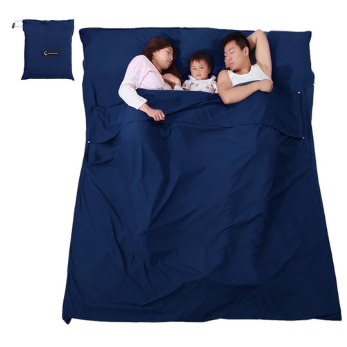 Lightweight Sleeping Bag Liner Sheet Sack for Outdoor Camping Hotel Travel - Dark Blue/L - 1