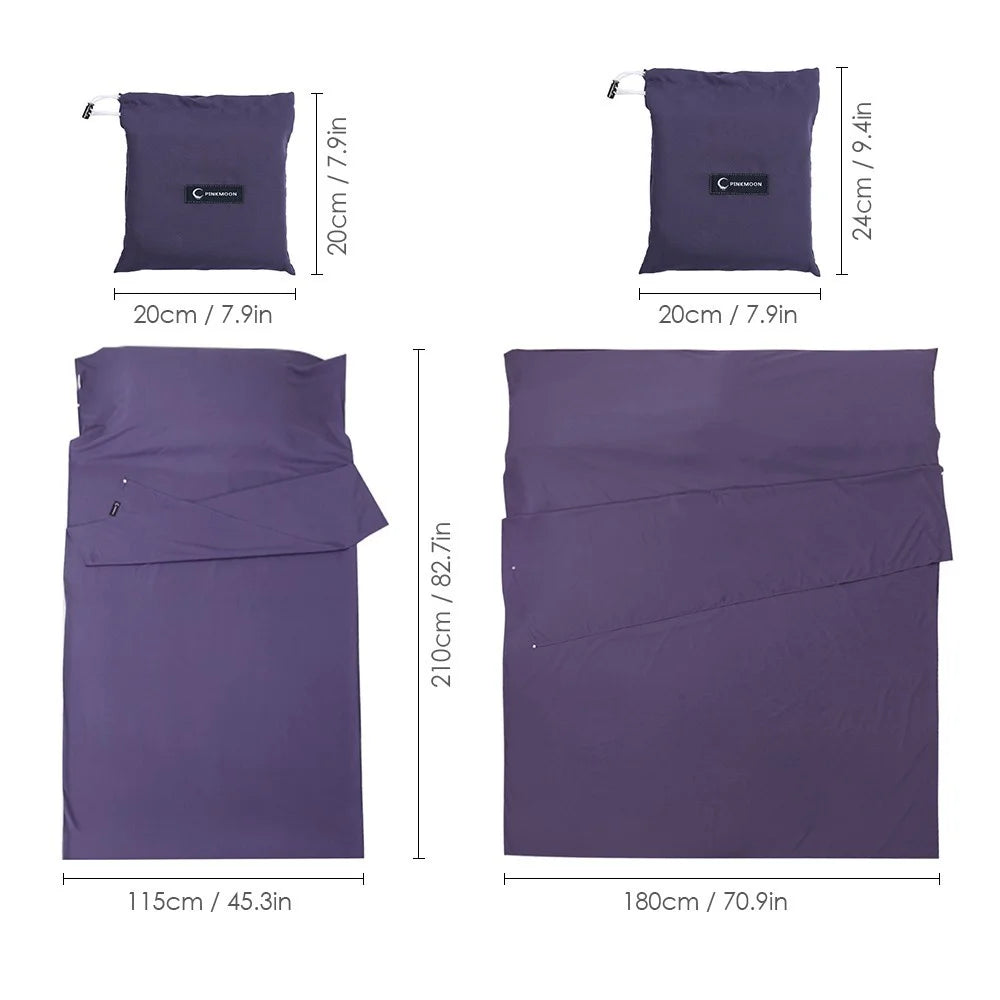 Lightweight Sleeping Bag Liner Sheet Sack for Outdoor Camping Hotel Travel - Dark Blue/L - 2