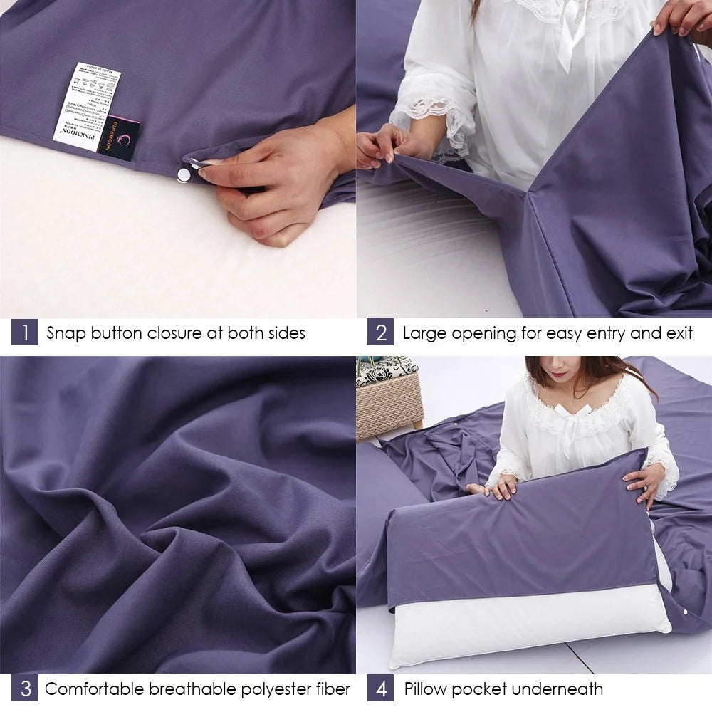 Lightweight Sleeping Bag Liner Sheet Sack for Outdoor Camping Hotel Travel - Dark Blue/L - 4