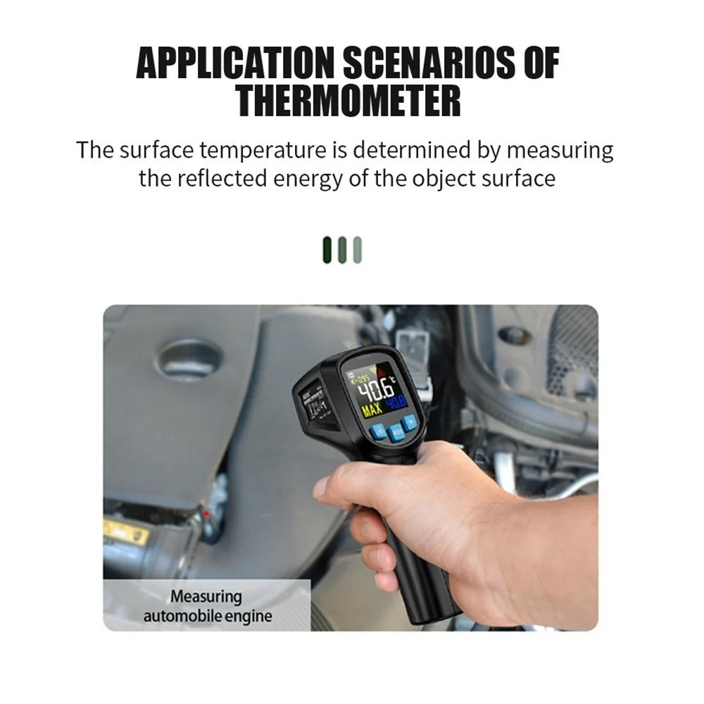 MESTEK IR03A -50 to 400 Degree Handheld Infrared Thermometer Non-Contact Digital Laser Industrial IR Temperature Tester with LCD Display - 2