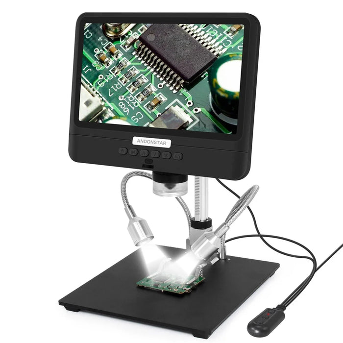 ANDONSTAR AD208 8.5 Inch LCD Digital Microscope 5X-260X Video Microscope with Adjustable Metal Stand and LED Light - 1