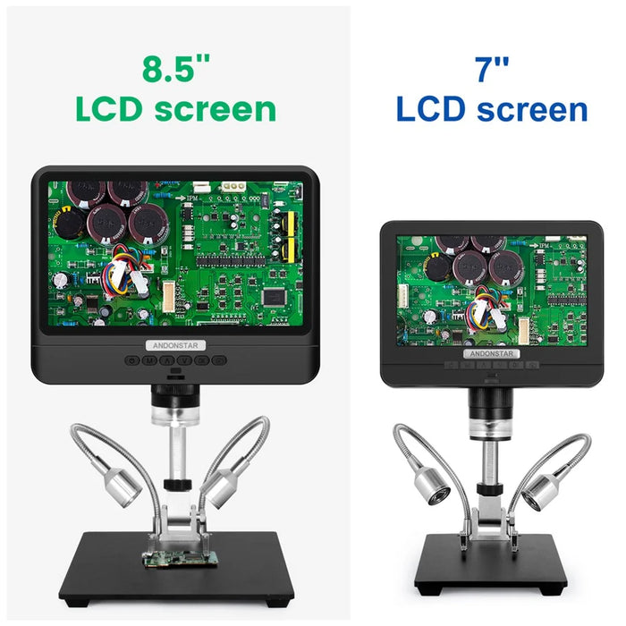 ANDONSTAR AD208 8.5 Inch LCD Digital Microscope 5X-260X Video Microscope with Adjustable Metal Stand and LED Light - 5