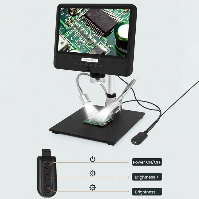 ANDONSTAR AD208 8.5 Inch LCD Digital Microscope 5X-260X Video Microscope with Adjustable Metal Stand and LED Light - 7