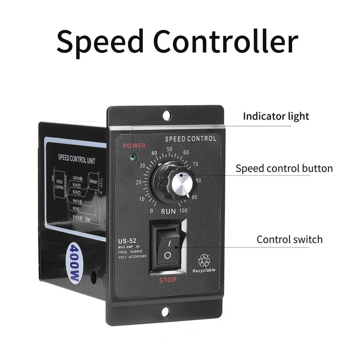High Accuracy Anti-slip Rotation Knob Design Alternating Current Single-phase Asynchronous Motor Electronic Stepless Speed Regulation Speeds Controller - 7