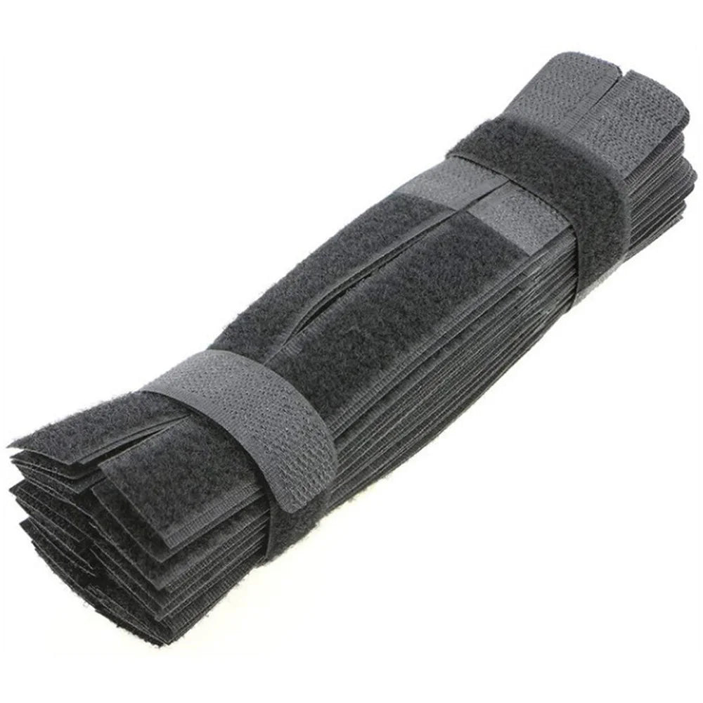 50pcs Cable Ties Reusable Fastening Wire Organizer Cord Rope Holder Cloth Cable Management Straps - Black - 1