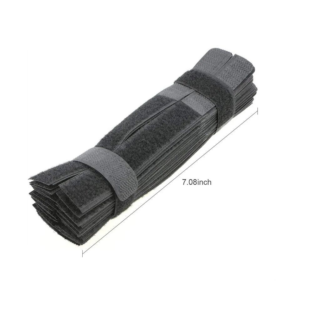 50pcs Cable Ties Reusable Fastening Wire Organizer Cord Rope Holder Cloth Cable Management Straps - Black - 3