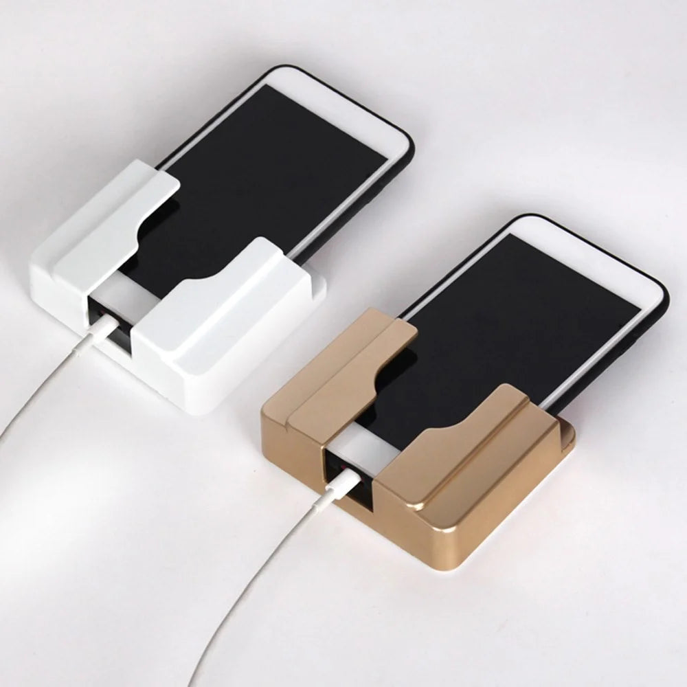 Wall-Mount Self-Adhesive Remote Control Mobile Phone Storage Box Beside Bed Storage Rack Organizer - Grey - 7