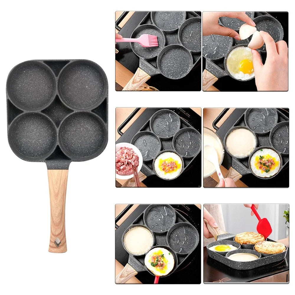 Four-cup Egg Pan Multifunctional Frying Egg Cooker Burger Pan for Breakfast Non-stick Frying Pan - 5