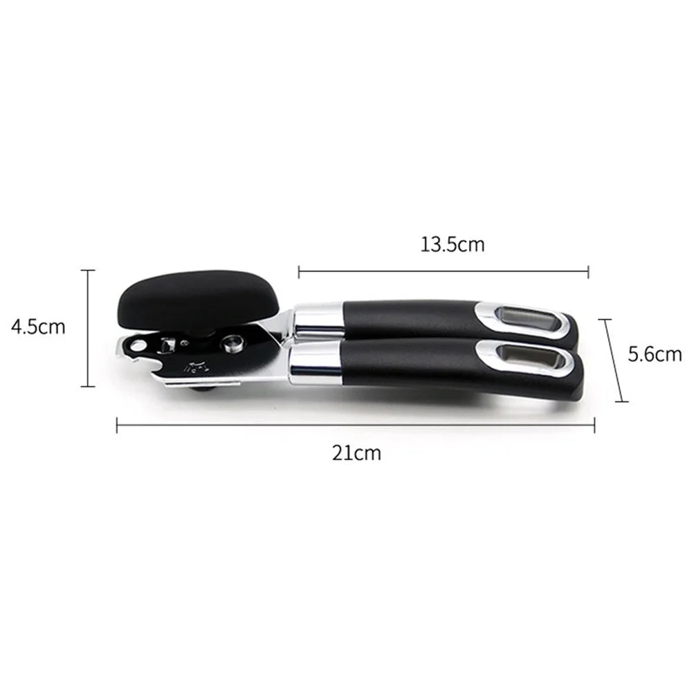 Can Opener Kitchen Stainless Steel Can Opener Manual Smooth Edge Tin Beer Jar Bottle Opener Hand Grip - Black - 3