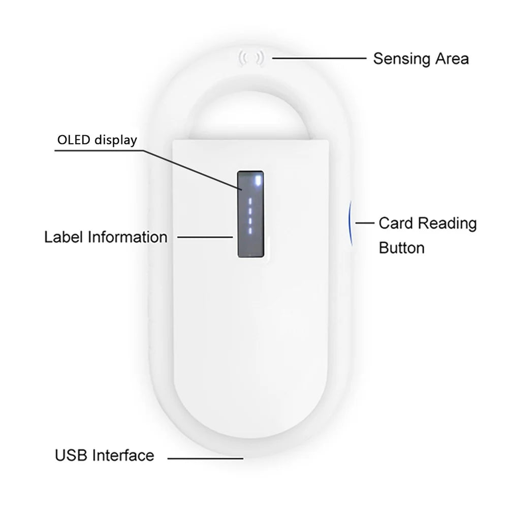 Pet Microchip Scanner Animal Handheld Reader Pet ID Scanner Pet Tag Scanner 134.2KHz 125KHz FDX-B (ISO 11784/11785) ID64 Reader - White - 3
