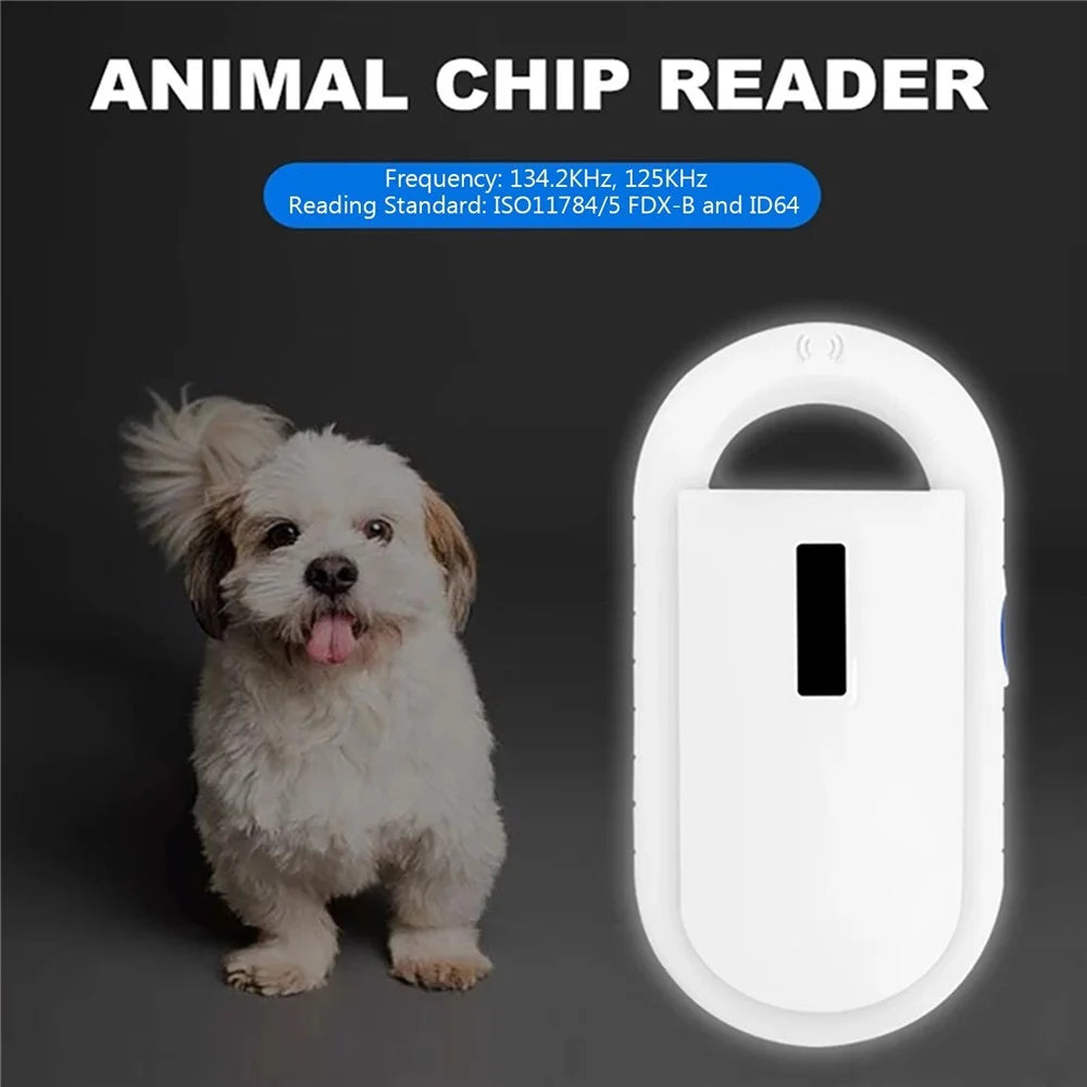 Pet Microchip Scanner Animal Handheld Reader Pet ID Scanner Pet Tag Scanner 134.2KHz 125KHz FDX-B (ISO 11784/11785) ID64 Reader - White - 4