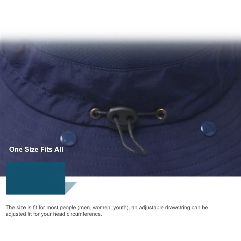Fishing Hat Sun Cap with Removable Face Cover Neck Flap Outdoor UV Sun Protection Wide Brim Hat - Dark Grey - 7