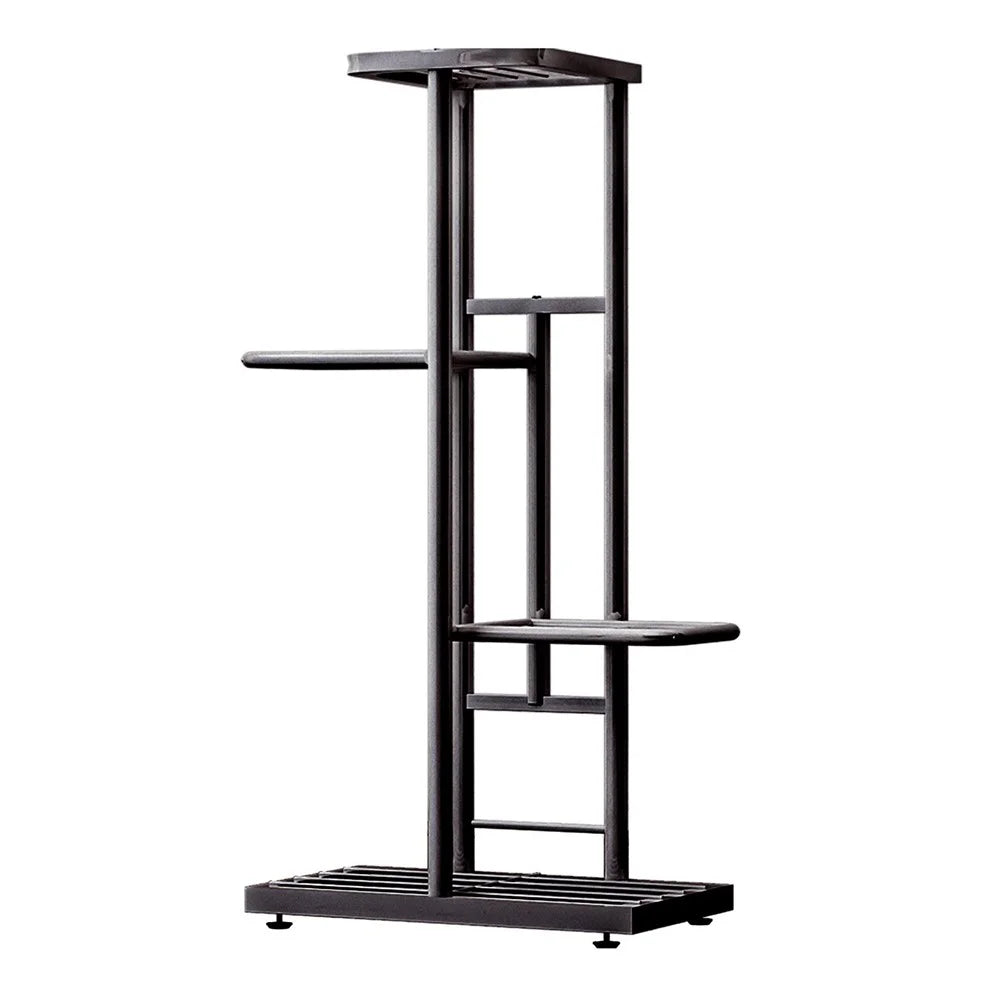 Heavy Duty 4-Tier Potted Plants Display Shelf Flower Pots Rack Potting Ladder Stand Storage Rack - Dark Grey - 1