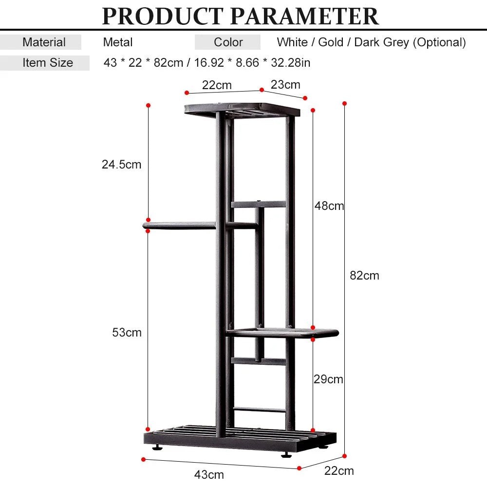Heavy Duty 4-Tier Potted Plants Display Shelf Flower Pots Rack Potting Ladder Stand Storage Rack - Dark Grey - 2