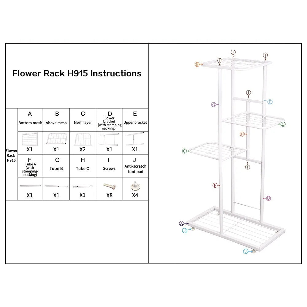 Heavy Duty 4-Tier Potted Plants Display Shelf Flower Pots Rack Potting Ladder Stand Storage Rack - Dark Grey - 6