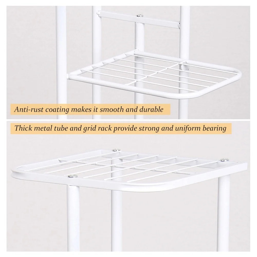 Heavy Duty 4-Tier Potted Plants Display Shelf Flower Pots Rack Potting Ladder Stand Storage Rack - Dark Grey - 7