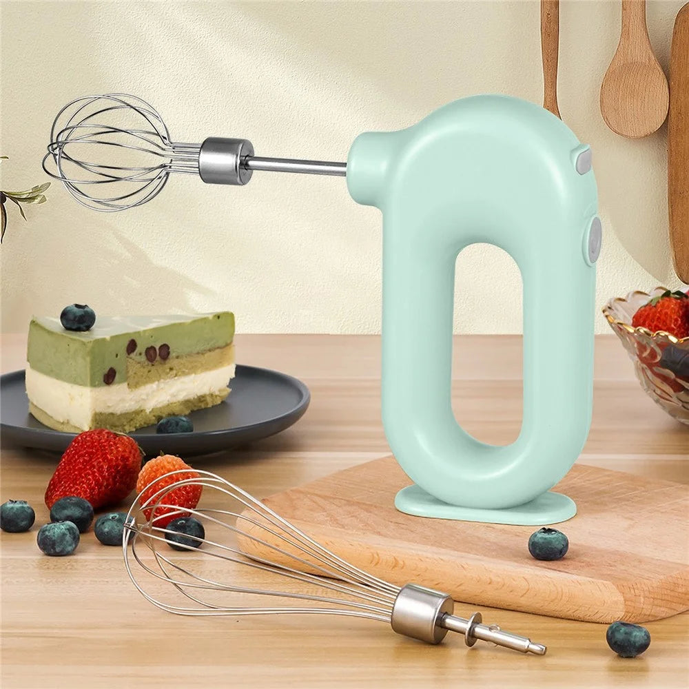 Electric Egg Beater Wireless Handheld Mixer Food Beater Whisk with 4 Speed for Baking Cake Egg Cream Upright Mixer (without FDA Certificate) - Green - 6