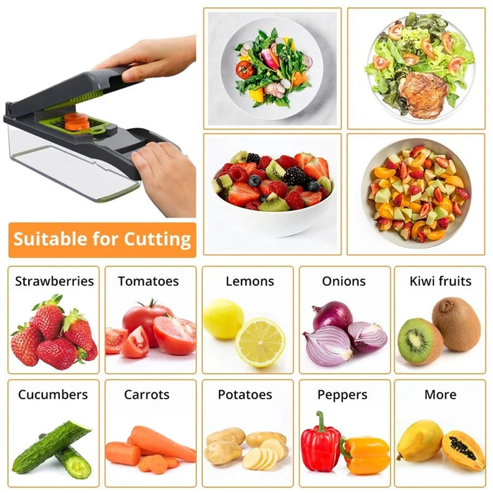 Vegetable Cutter Fruit Slicer Anti-rust Multifunctional Potato Peeler Carrot Grater Garlic Crusher Kitchen Accessories - 7