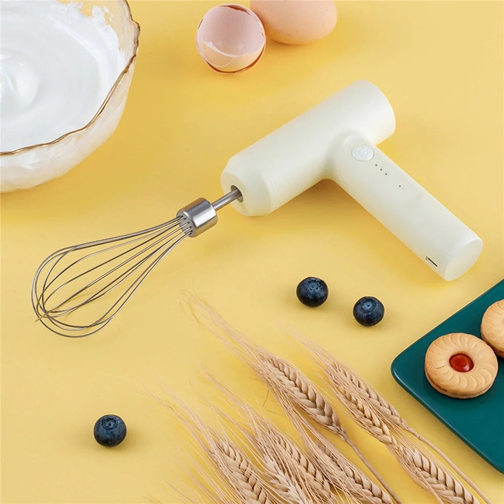 Kitchen Electric Egg Beater Egg Whisk 3 Speeds Wireless Handheld Mixer Baking Cake Egg Cream Tool - Black - 4