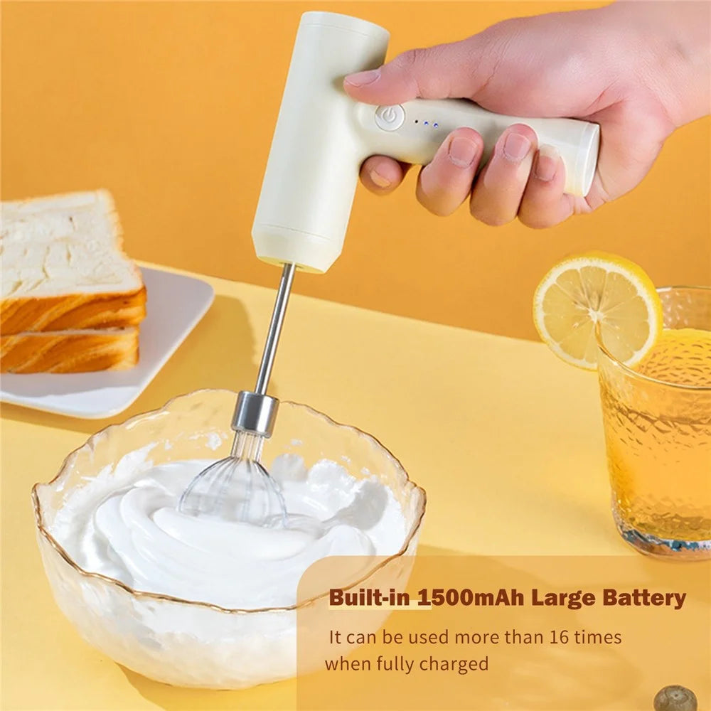 Kitchen Electric Egg Beater Egg Whisk 3 Speeds Wireless Handheld Mixer Baking Cake Egg Cream Tool - Black - 5