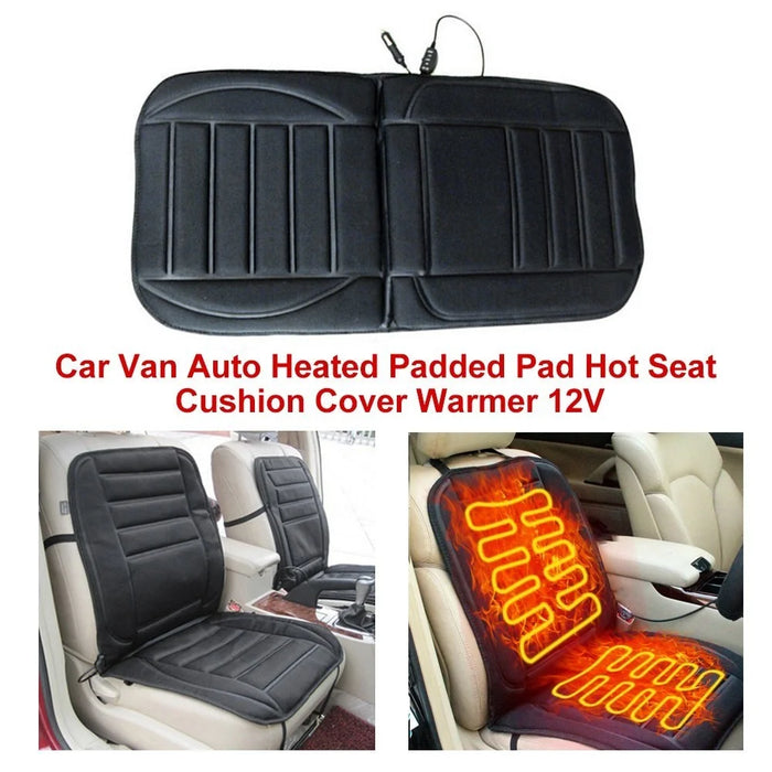 Car Van Auto Heated Padded Pad Non-slip Hot Seat Cushion Cover Warmer 12V - 4