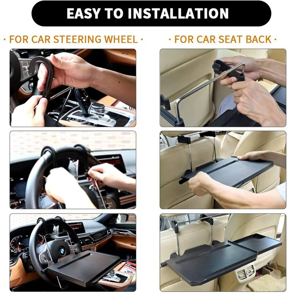Universal Car Steering Wheel Seat Tray Steering Wheel Desk Food Tray Table for Writing Eating Computer Snack - 2