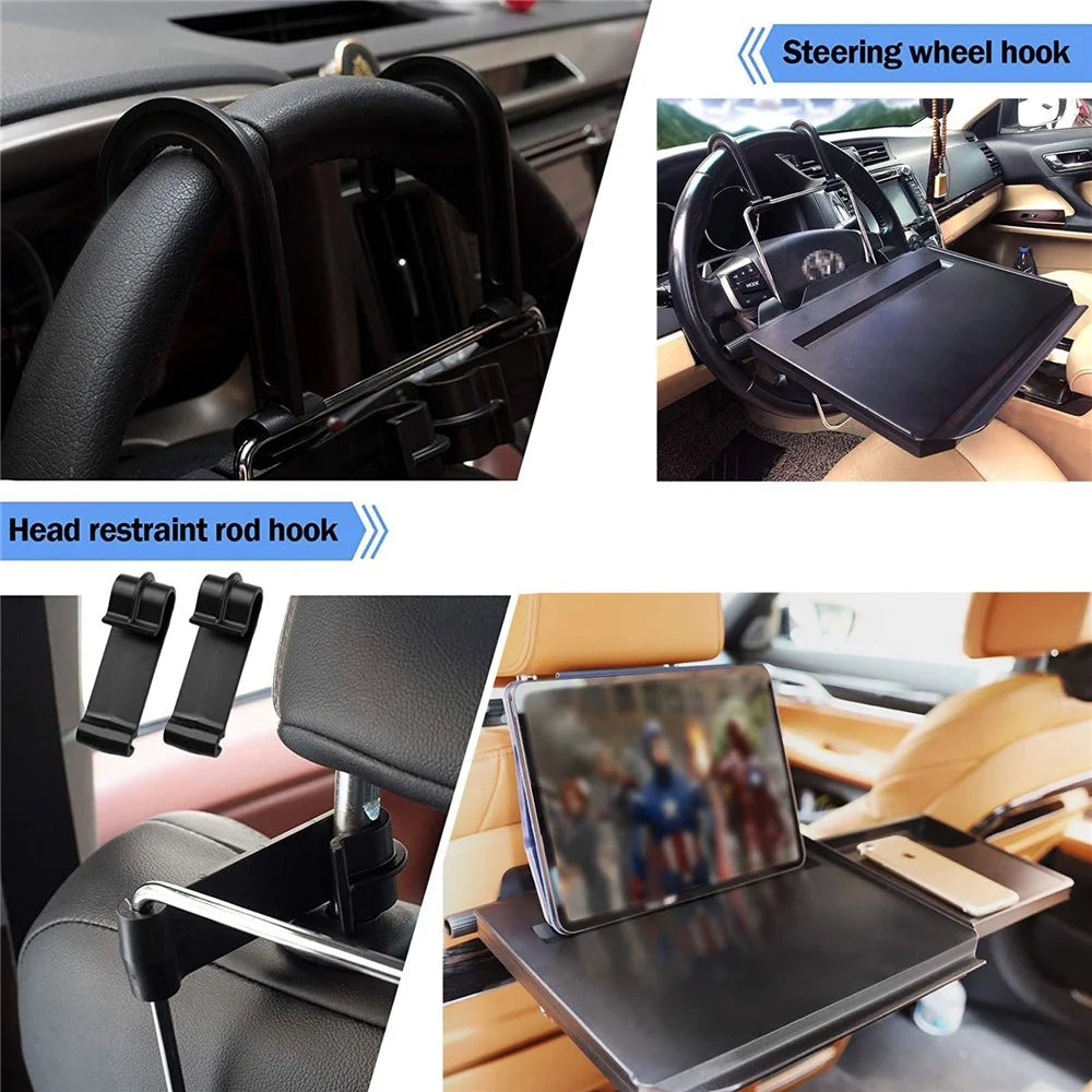 Universal Car Steering Wheel Seat Tray Steering Wheel Desk Food Tray Table for Writing Eating Computer Snack - 5