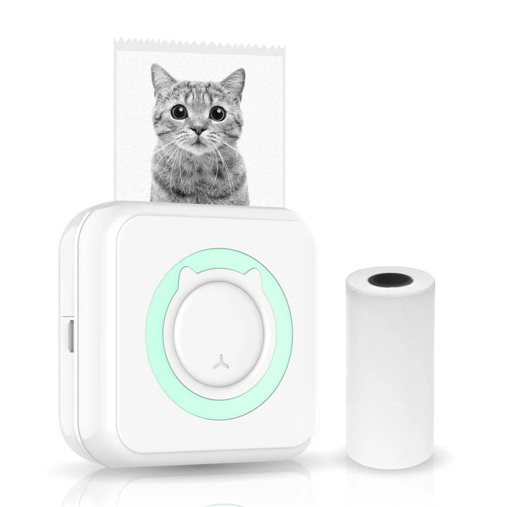 Mini Photo Printer Portable 203DPI Bluetooth-compatible Thermal Printing Machine for iOS Android - Green - 1