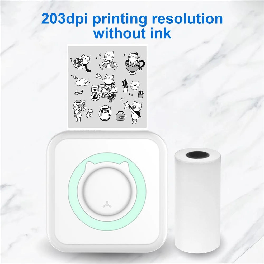 Mini Photo Printer Portable 203DPI Bluetooth-compatible Thermal Printing Machine for iOS Android - Green - 4