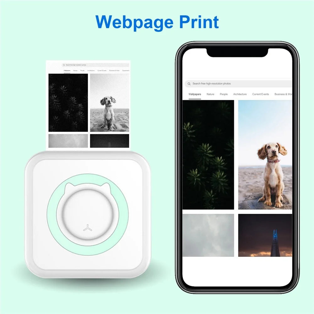 Mini Photo Printer Portable 203DPI Bluetooth-compatible Thermal Printing Machine for iOS Android - Green - 5
