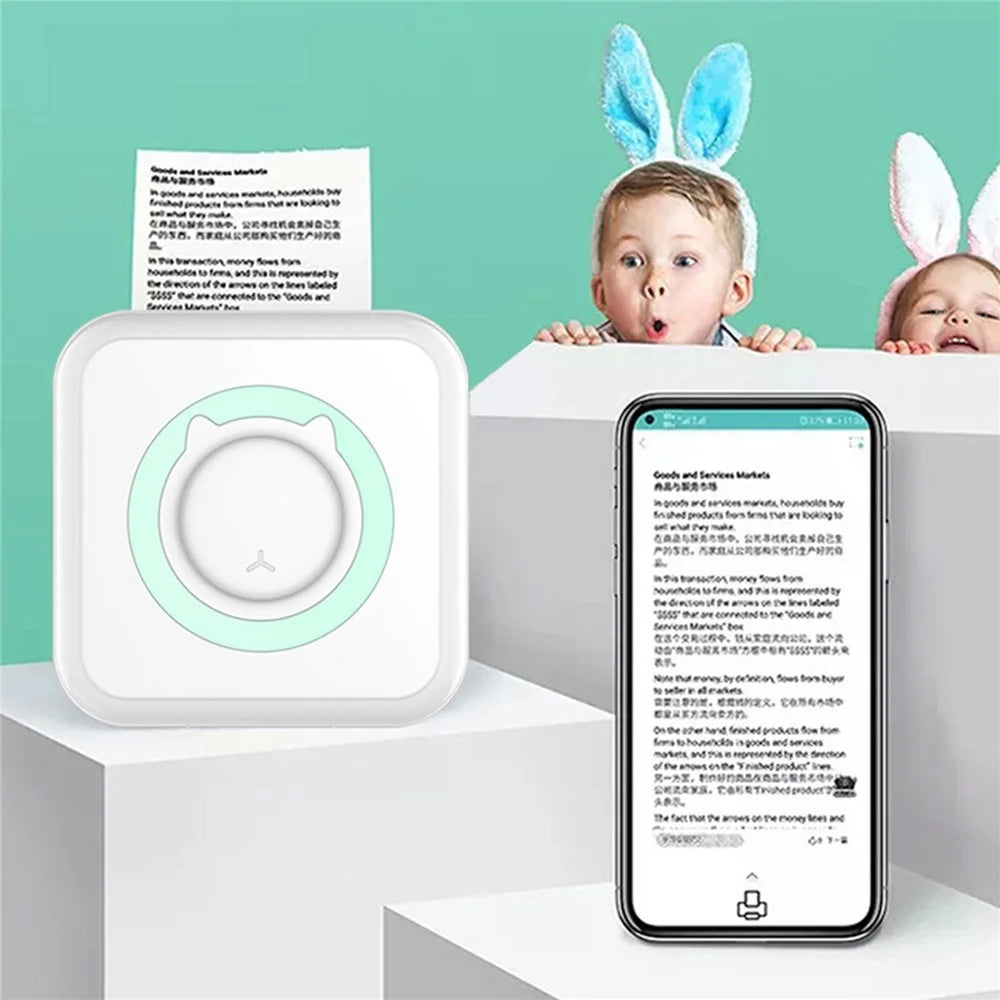 Mini Photo Printer Portable 203DPI Bluetooth-compatible Thermal Printing Machine for iOS Android - Green - 6