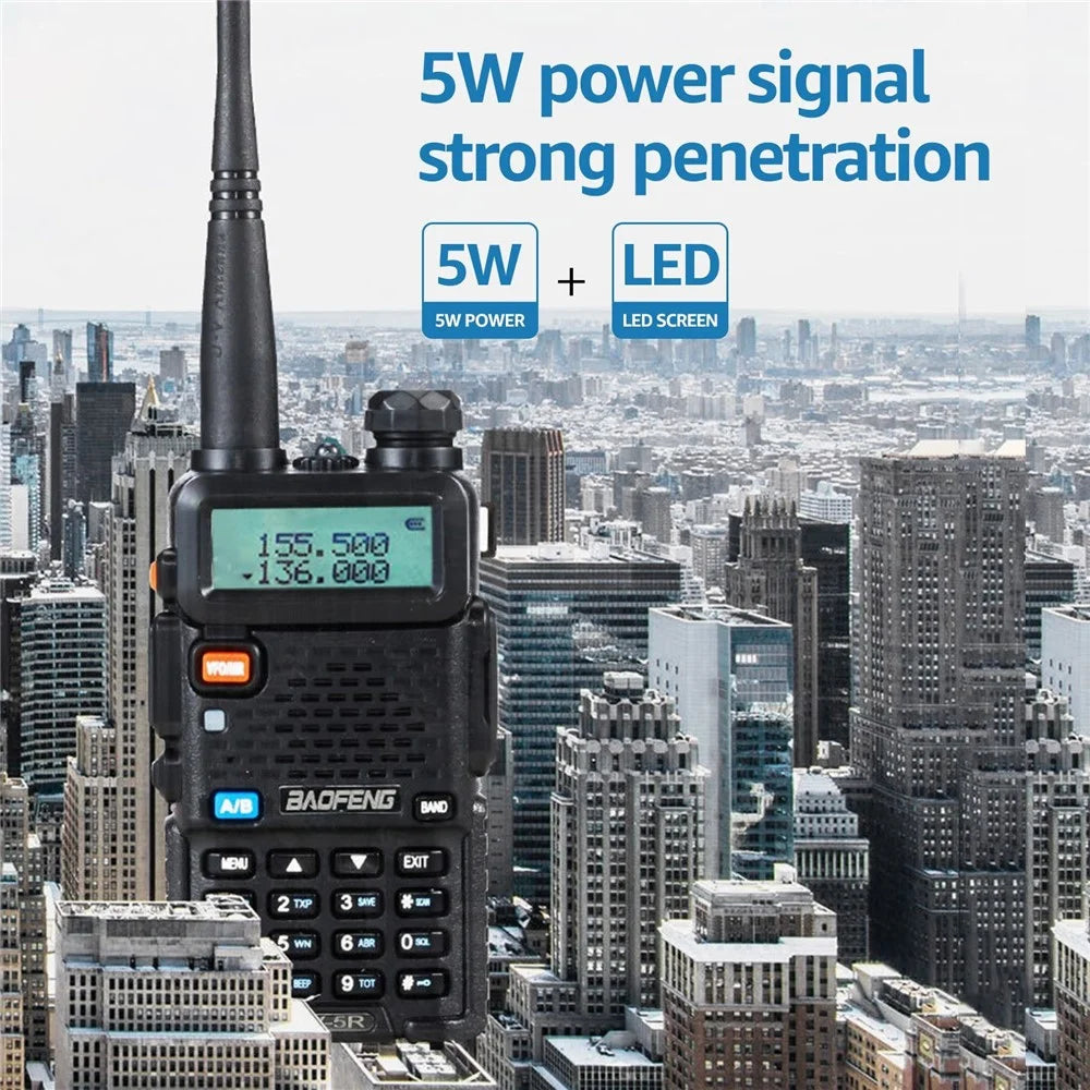 BAOFENG UV-5R Walkie Talkie FM Transceiver Two Way Radio Dual Display Rechargeable Radio - Black/EU Plug - 2
