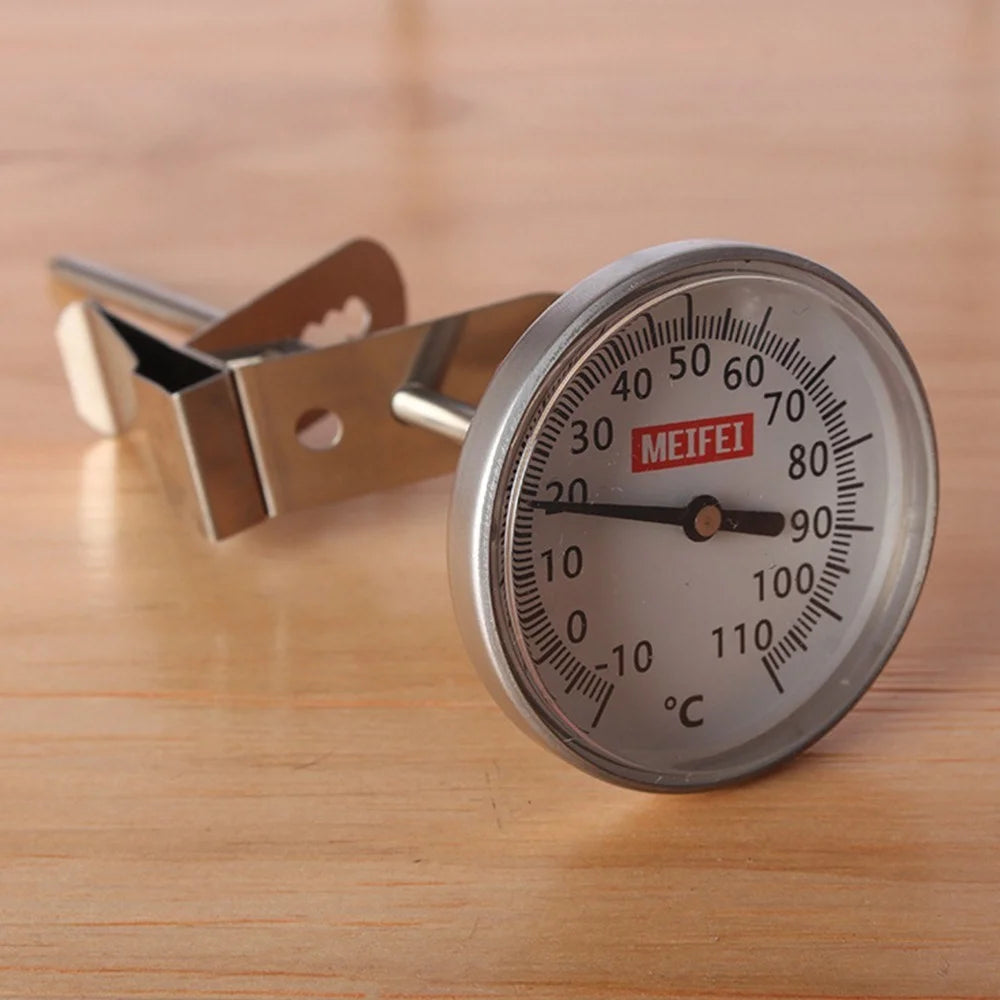 MEIFEI Coffee Thermometer Quick-display Analog Dial Thermometer -10~100 Degrees Celsius Temperature Gauge Dial SS Probe Instant Read - 3