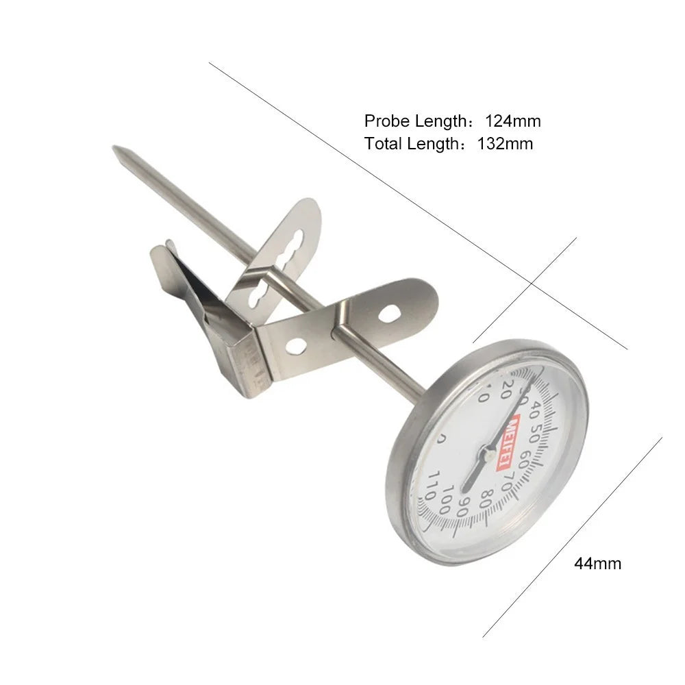 MEIFEI Coffee Thermometer Quick-display Analog Dial Thermometer -10~100 Degrees Celsius Temperature Gauge Dial SS Probe Instant Read - 6
