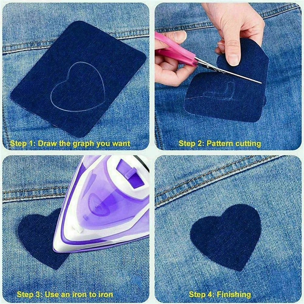 20pcs Iron-on Jean Patches Denim Fabric Patches No-Sew Mending Cloth Knee Pant Patches 4 Sizes for Jeans and Clothing Repair - 2