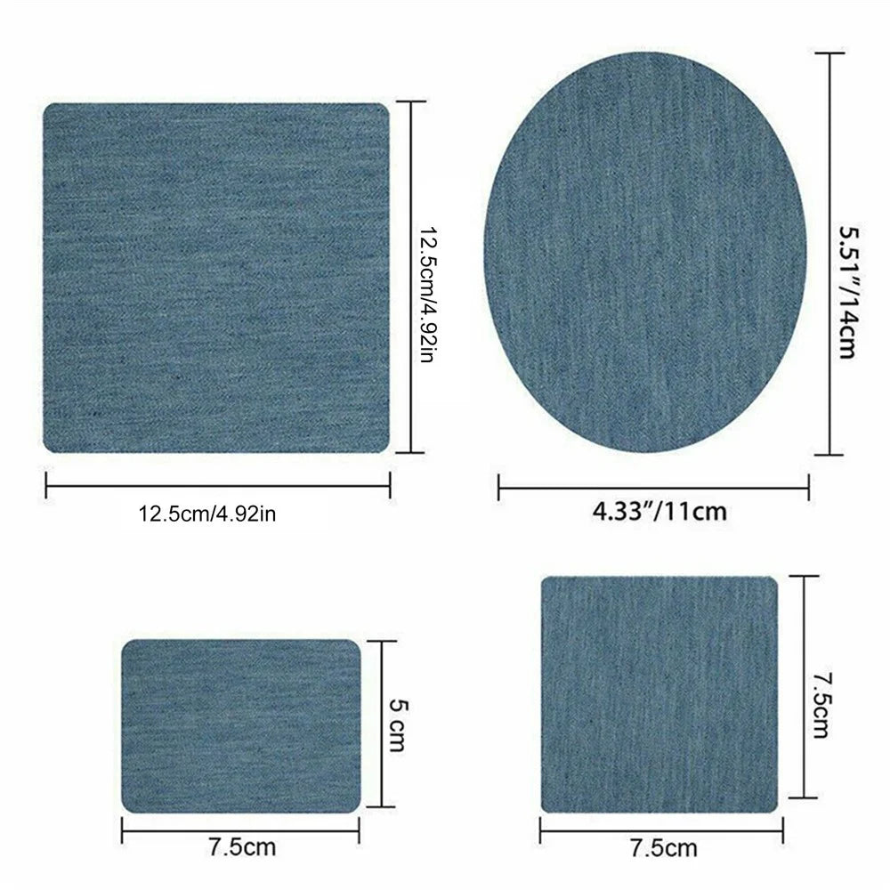 20pcs Iron-on Jean Patches Denim Fabric Patches No-Sew Mending Cloth Knee Pant Patches 4 Sizes for Jeans and Clothing Repair - 3