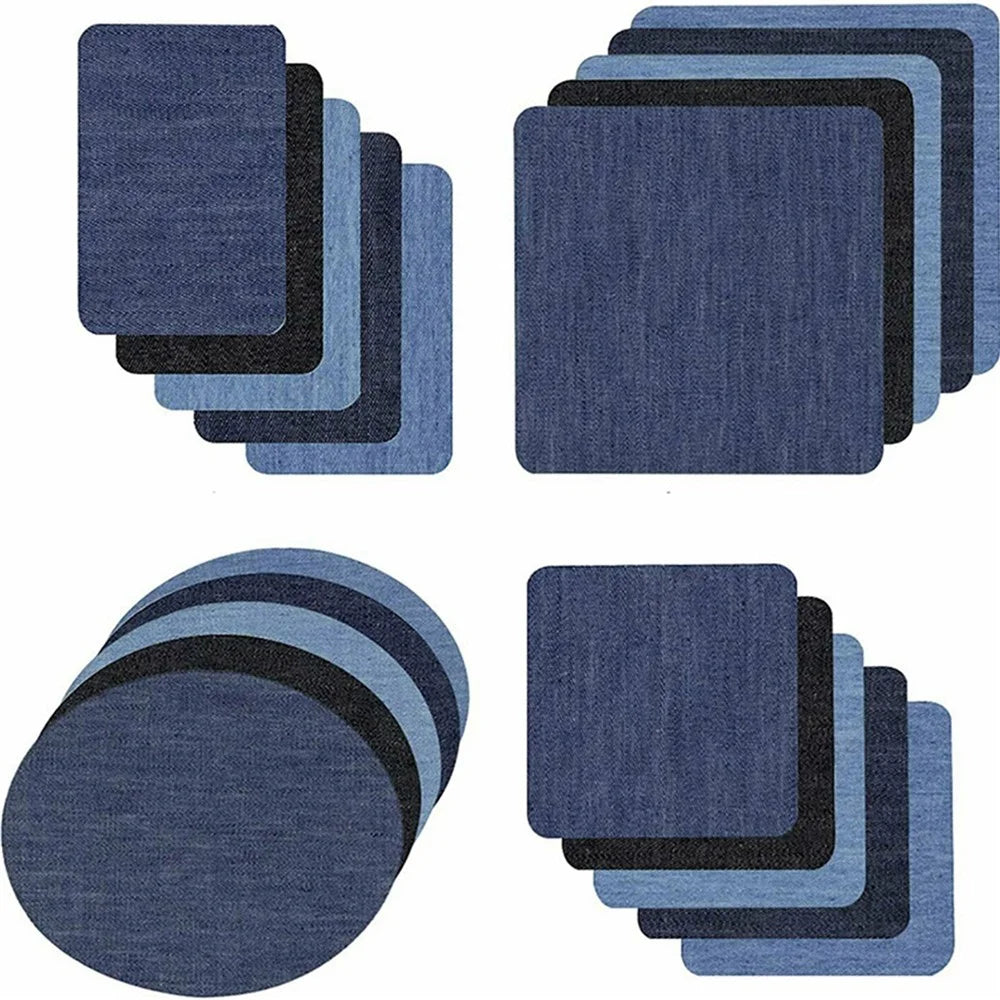20pcs Iron-on Jean Patches Denim Fabric Patches No-Sew Mending Cloth Knee Pant Patches 4 Sizes for Jeans and Clothing Repair - 6