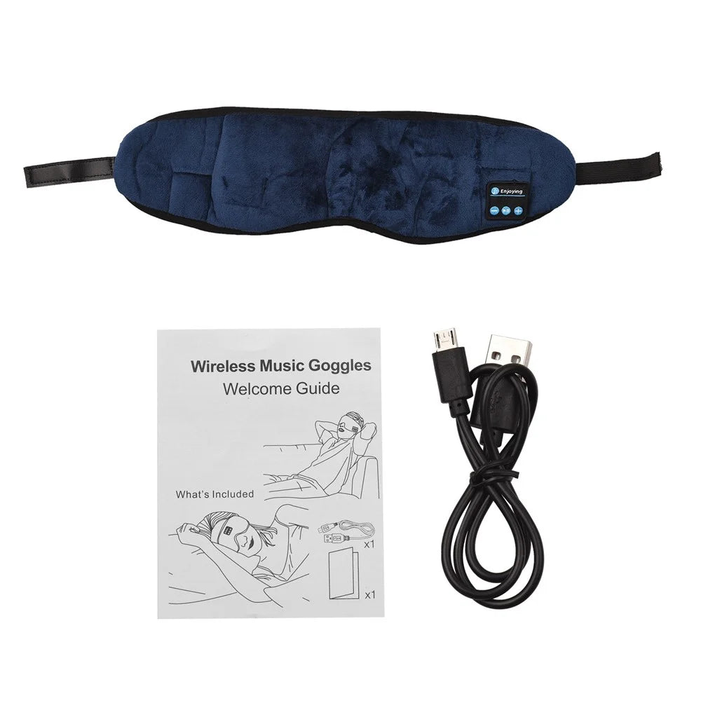 Music Eye Mask Eye Covers for Sleeping Wireless BT Travel Sleeping Headphones Handsfree Washable Sleeping Mask with Built-in Speakers Microphone - 2