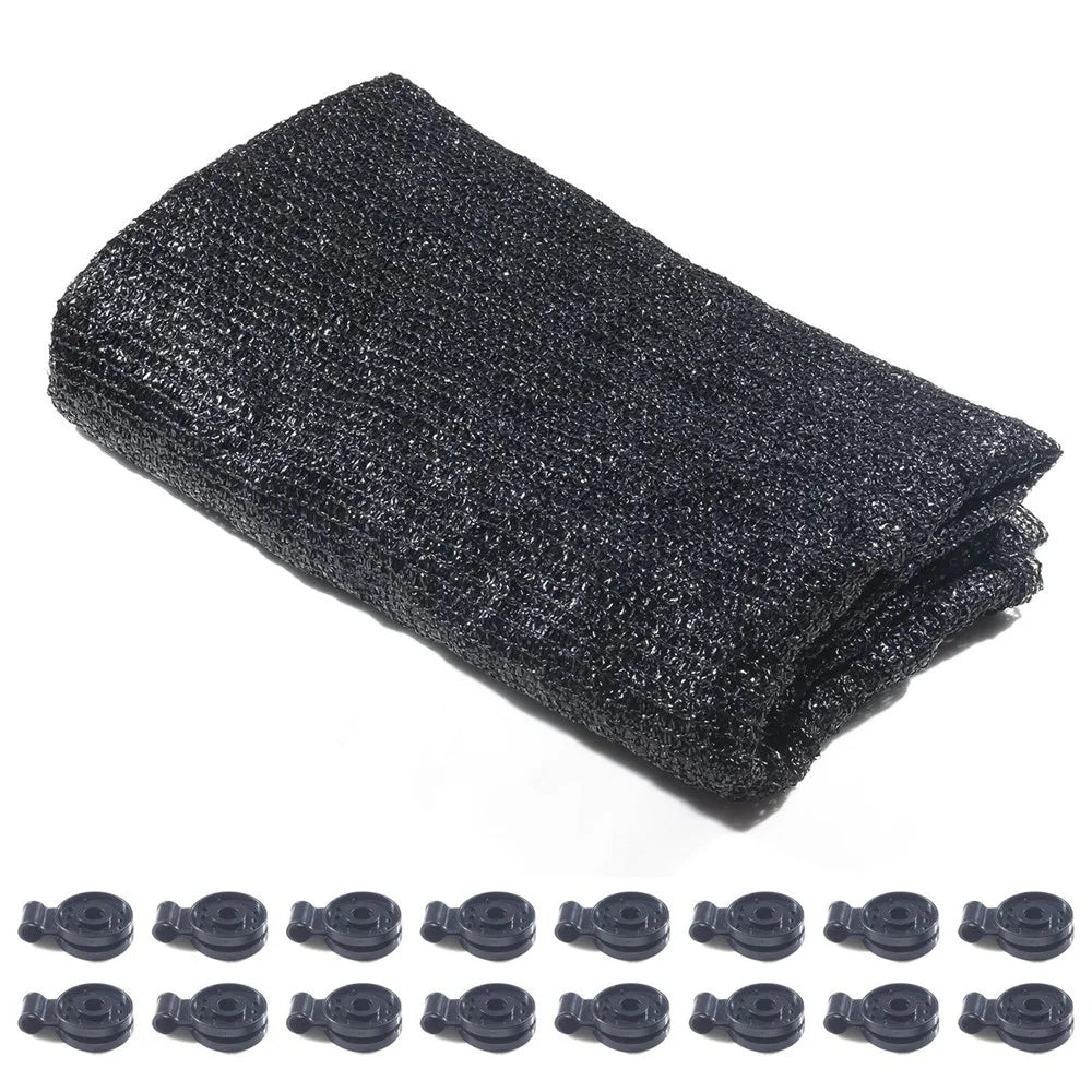2x6m Shade Cloth Cover Sunblock Net 50% UV Resistant Garden Mesh Netting Cover wtih 16pcs Clips for Greenhouse  Patio Plant Flowers Chicken Coop - Black - 1