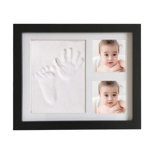 For Baby Simple Photo Frame with Mud Hand Footprint Nursery Decor - Black - 1