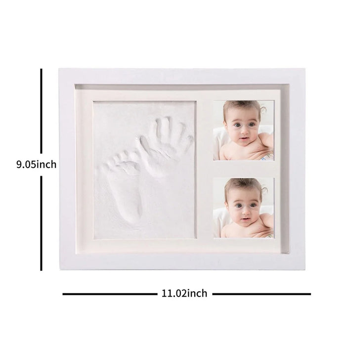 For Baby Simple Photo Frame with Mud Hand Footprint Nursery Decor - Black - 2