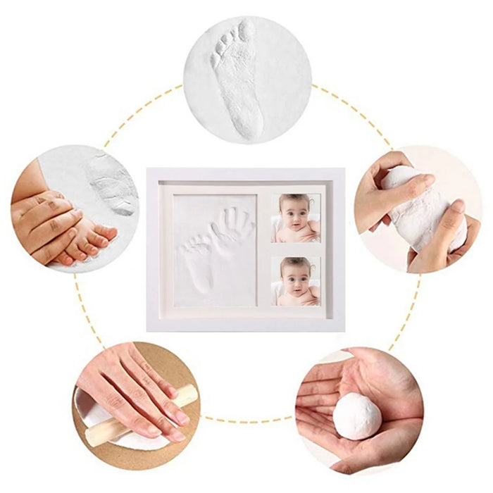 For Baby Simple Photo Frame with Mud Hand Footprint Nursery Decor - Black - 3