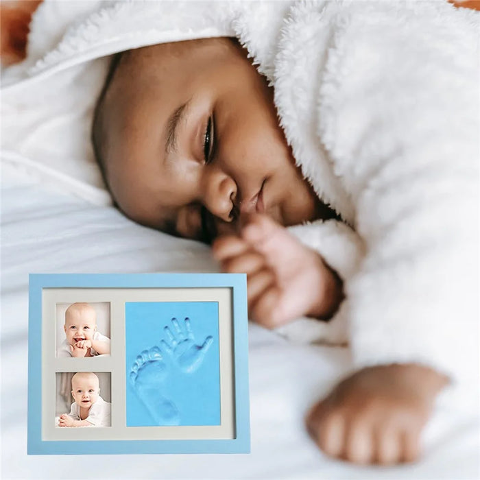 For Baby Simple Photo Frame with Mud Hand Footprint Nursery Decor - Black - 4