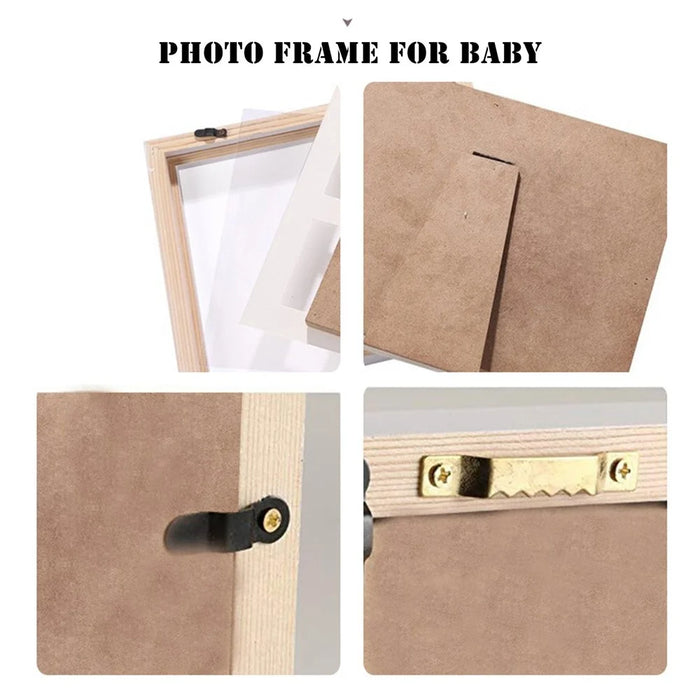 For Baby Simple Photo Frame with Mud Hand Footprint Nursery Decor - Black - 6