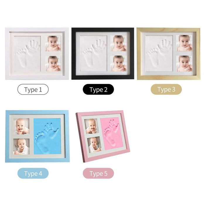 For Baby Simple Photo Frame with Mud Hand Footprint Nursery Decor - Black - 7